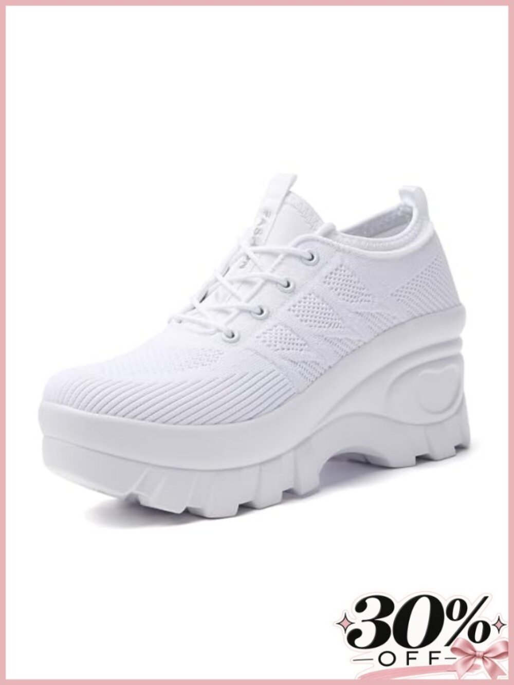 Chunky Platform Orthopedic Wedge Walking Shoes Knitted Breathable Lace Up Lug